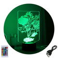 Velador Ilusion 3D A control remoto Goku y Sheng Long USB / PILAS