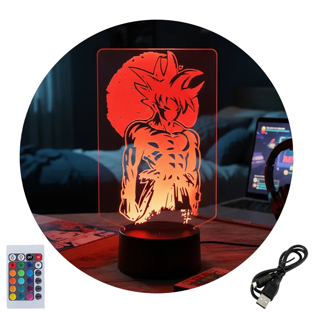 Velador Infantil Ilusion 3D A control remoto Goku Dragon Ball USB / PILAS