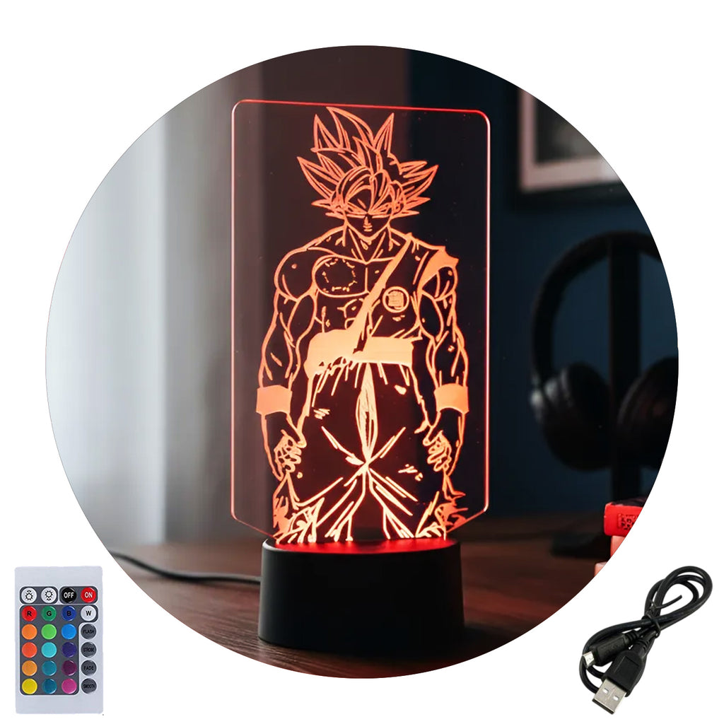 Velador Infantil Ilusion 3D A control remoto Dragon Ball Goku USB / PILAS