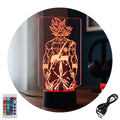 Velador Infantil Ilusion 3D A control remoto Dragon Ball Goku USB / PILAS