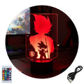 Velador Ilusion 3D A control remoto Dragon Ball Goku USB / PILAS
