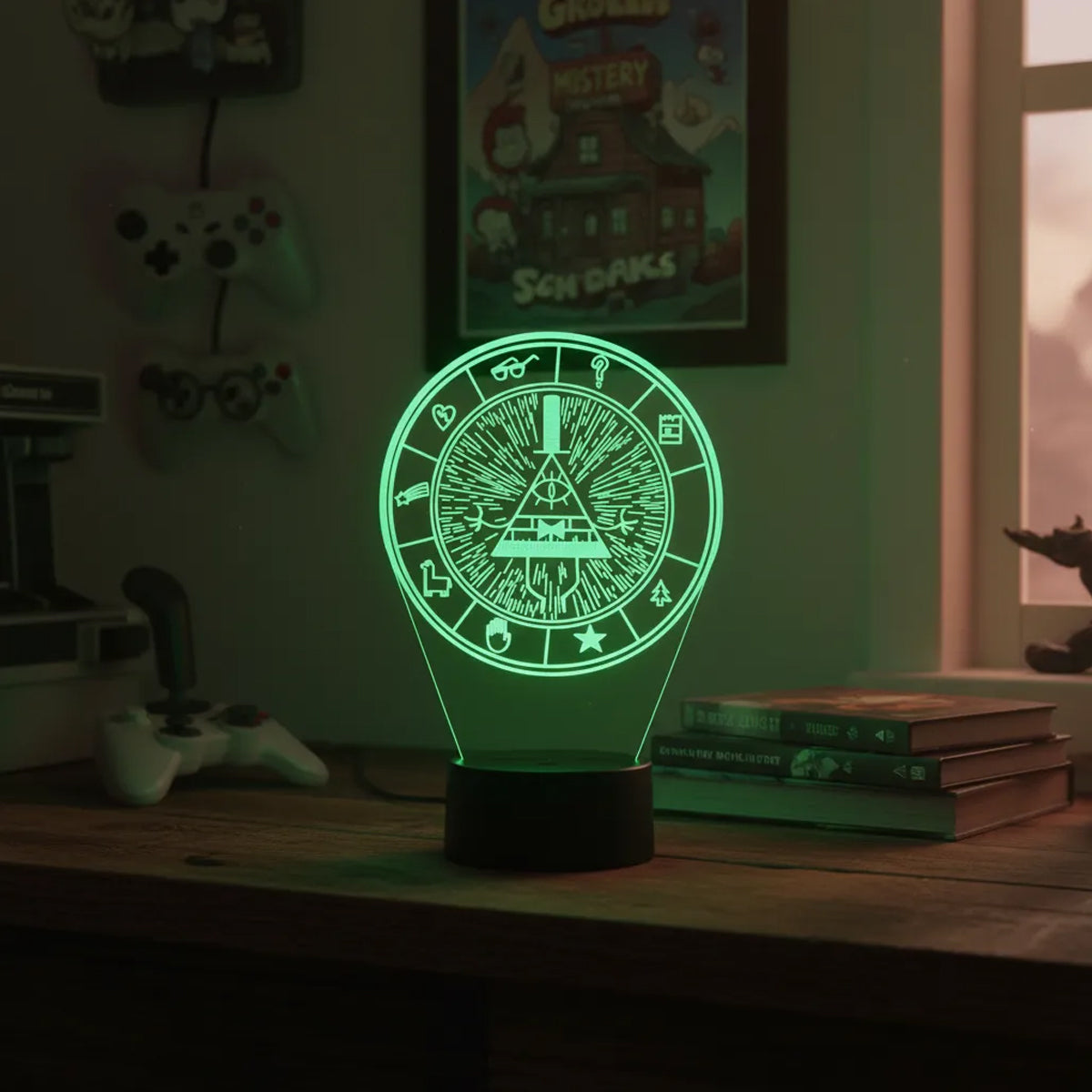 Velador Infantil Ilusion 3D A control remoto Gravity Falls Bill Cipher USB / PILAS