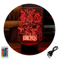 Velador Ilusion 3D A control remoto One Piece Personajes USB / PILAS