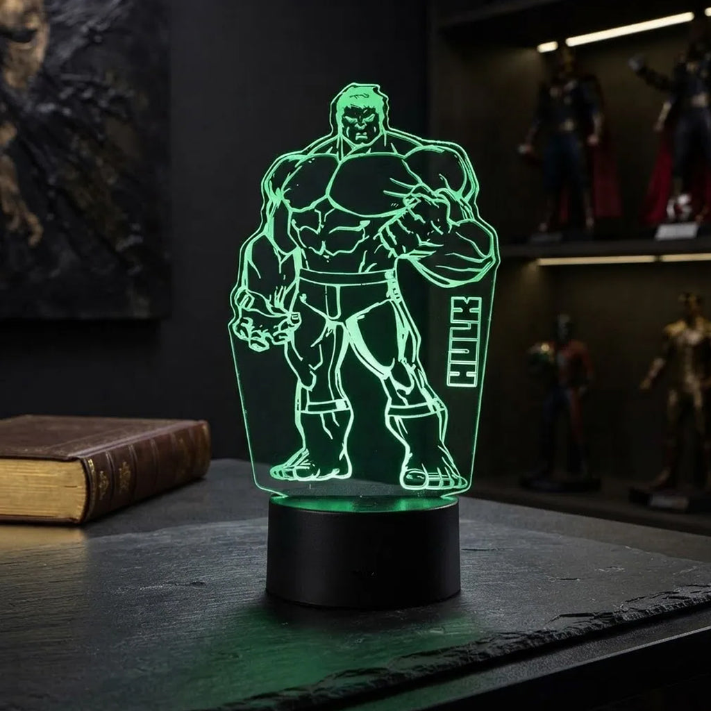 Velador Ilusion 3D A control remoto Lámpara Hulk USB / PILAS