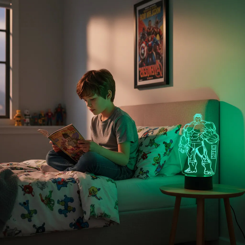 Velador Ilusion 3D A control remoto Lámpara Hulk USB / PILAS