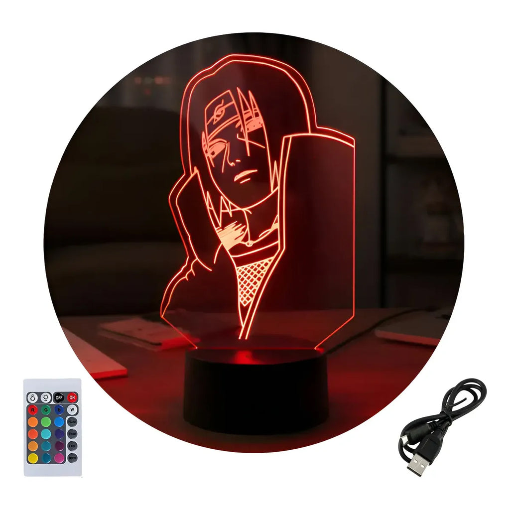 Velador Ilusion 3D A control remoto Lámpara Itachi Uchiha USB / PILAS