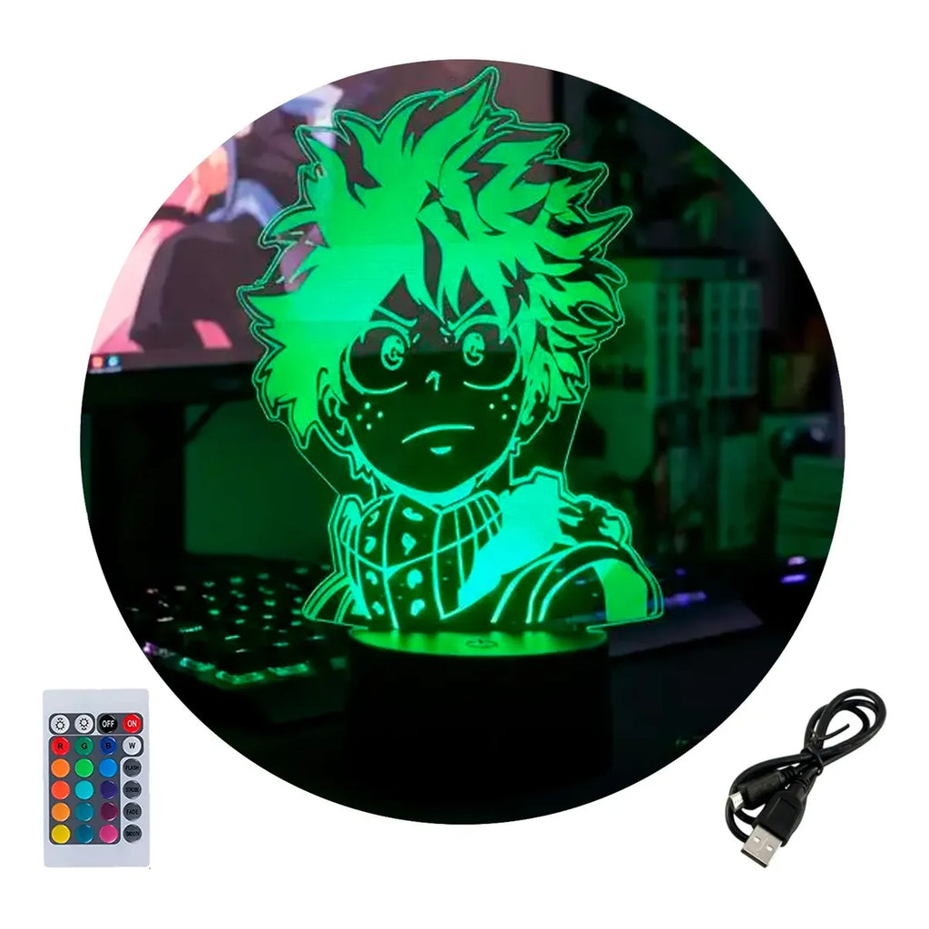 Velador Ilusion 3D A control remoto Lámpara Izuku Midoriya My Hero Academia USB / PILAS