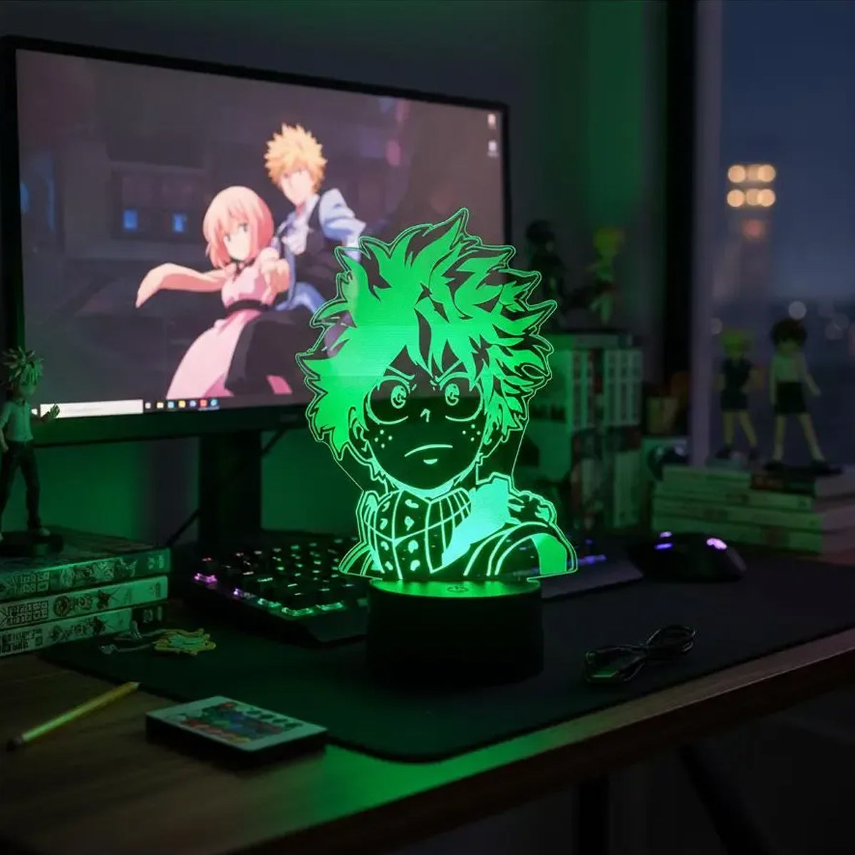 Velador Ilusion 3D A control remoto Lámpara Izuku Midoriya My Hero Academia USB / PILAS