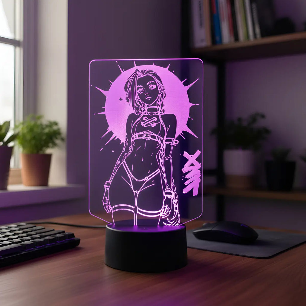 Velador Ilusion 3D A control remoto Jinx LOL League of Legends USB / PILAS