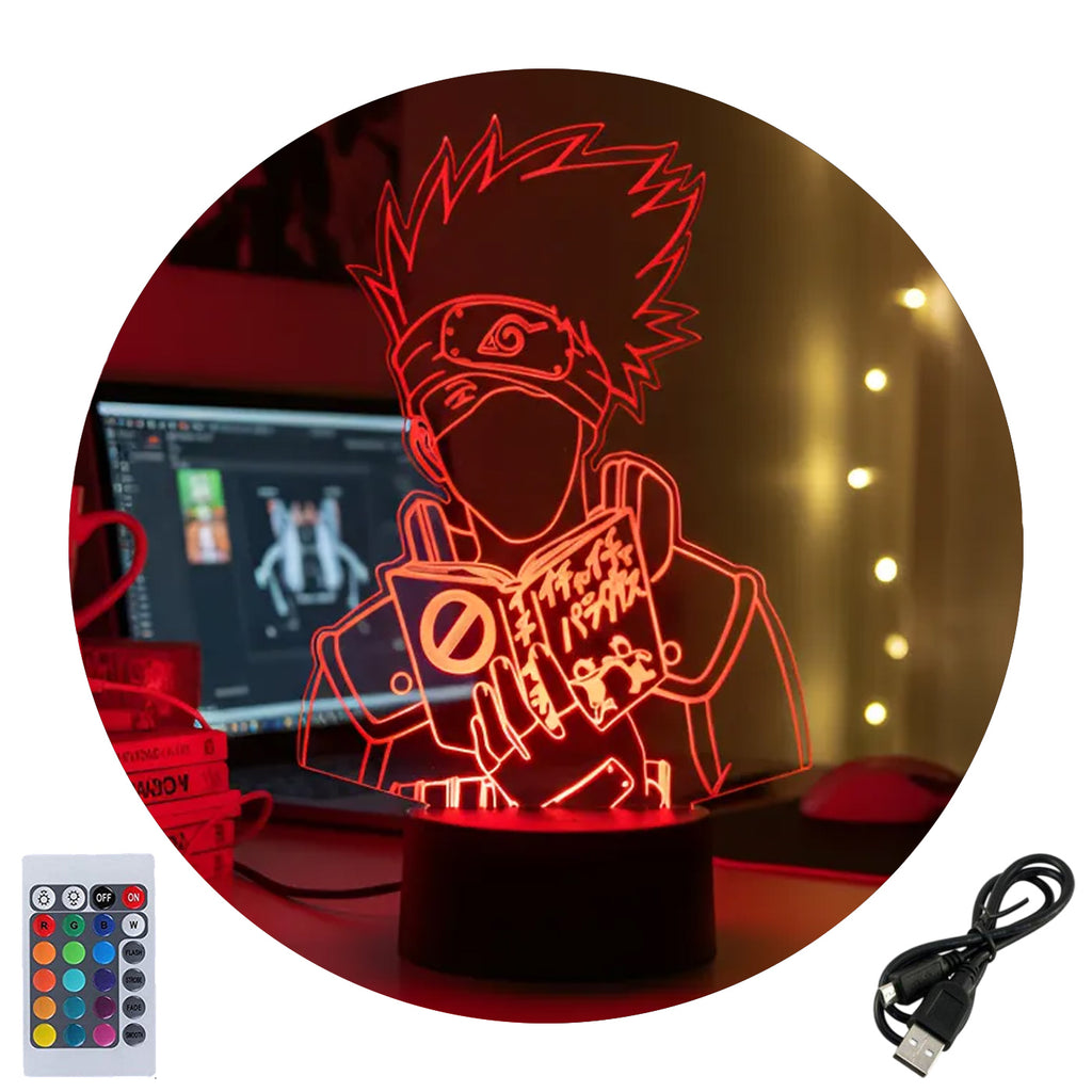 Velador Ilusion 3D A control remoto Kakashi Naruto USB / PILAS