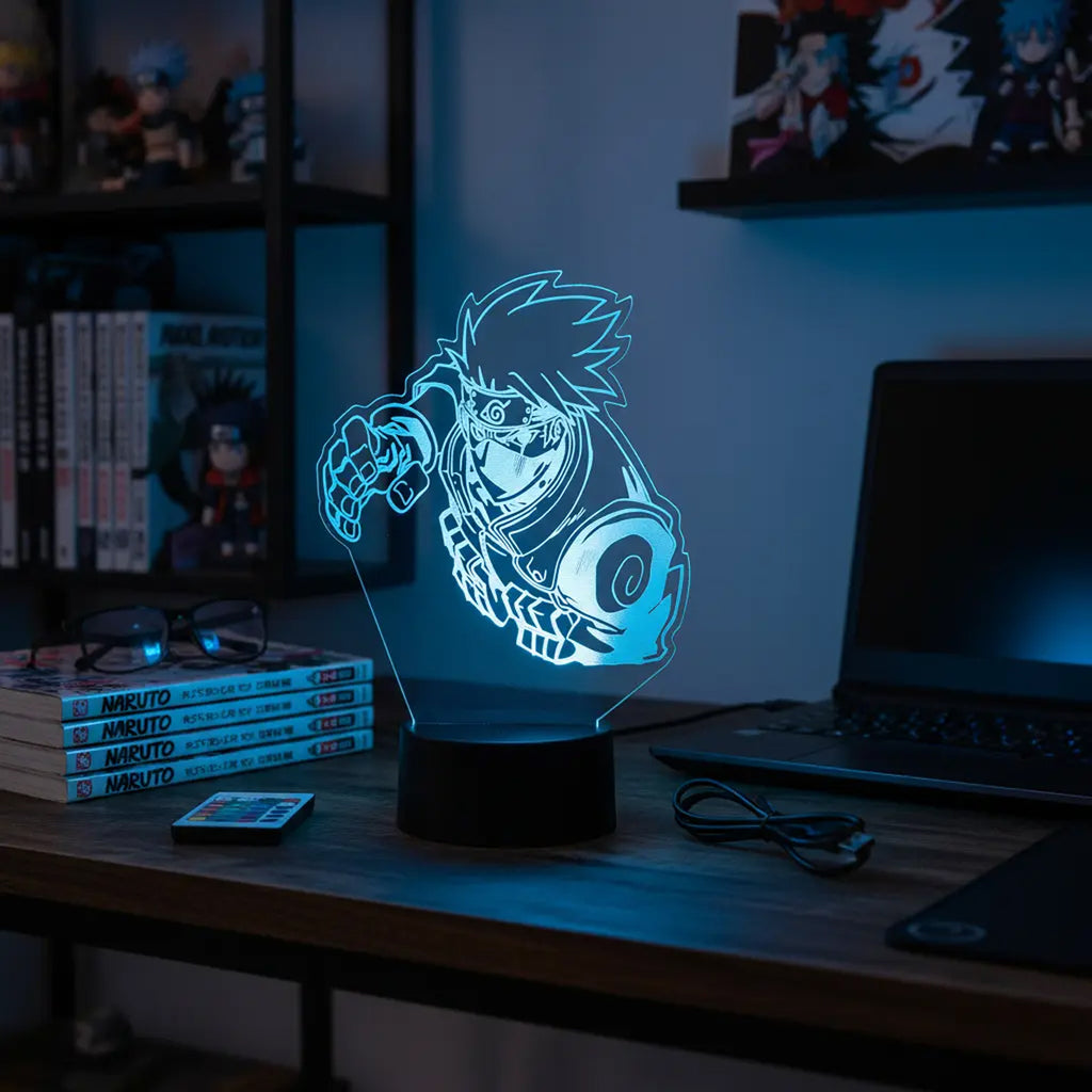 Velador Ilusion 3D A control remoto Lámpara Kakashi Hatake Naruto USB / PILAS