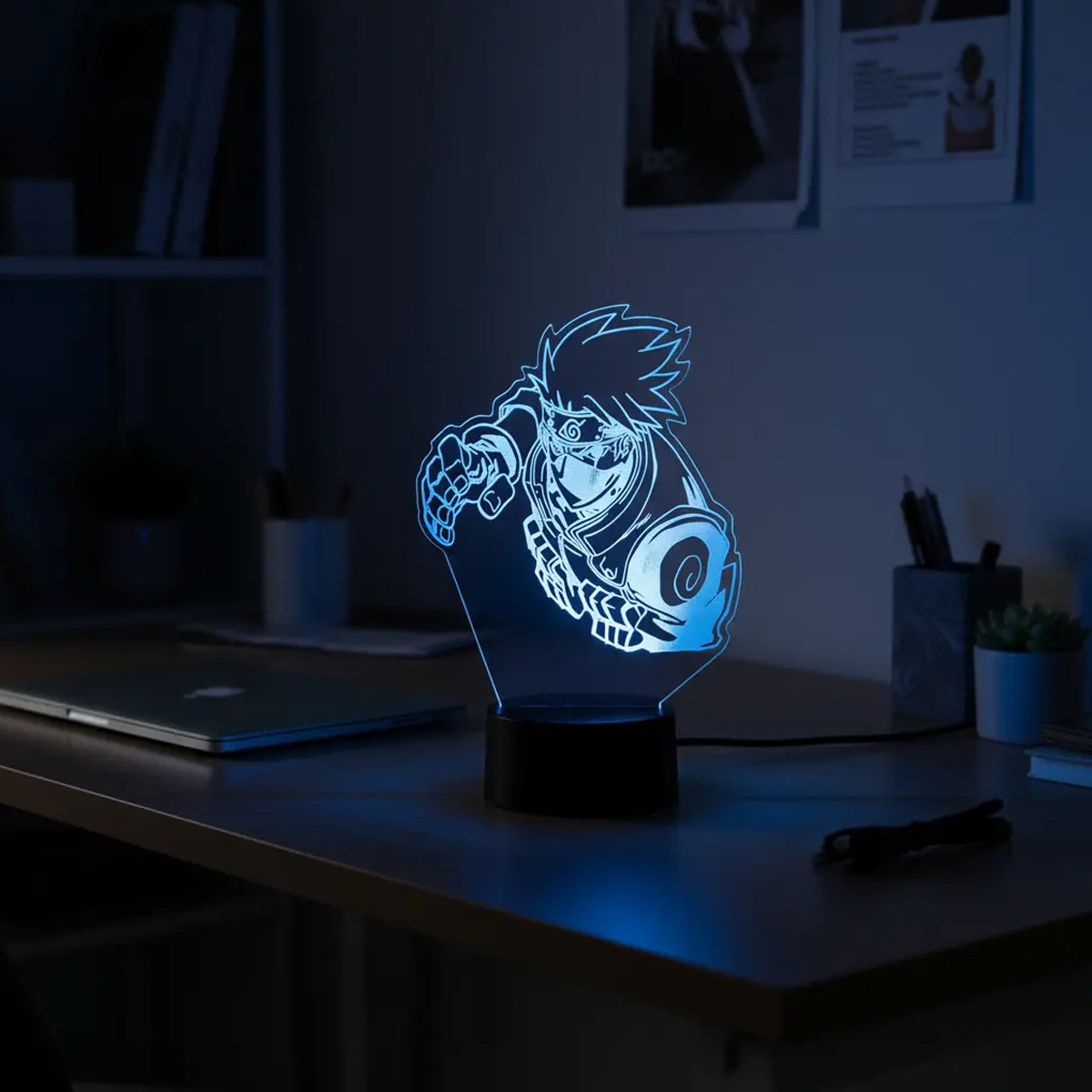 Velador Ilusion 3D A control remoto Lámpara Kakashi Hatake Naruto USB / PILAS