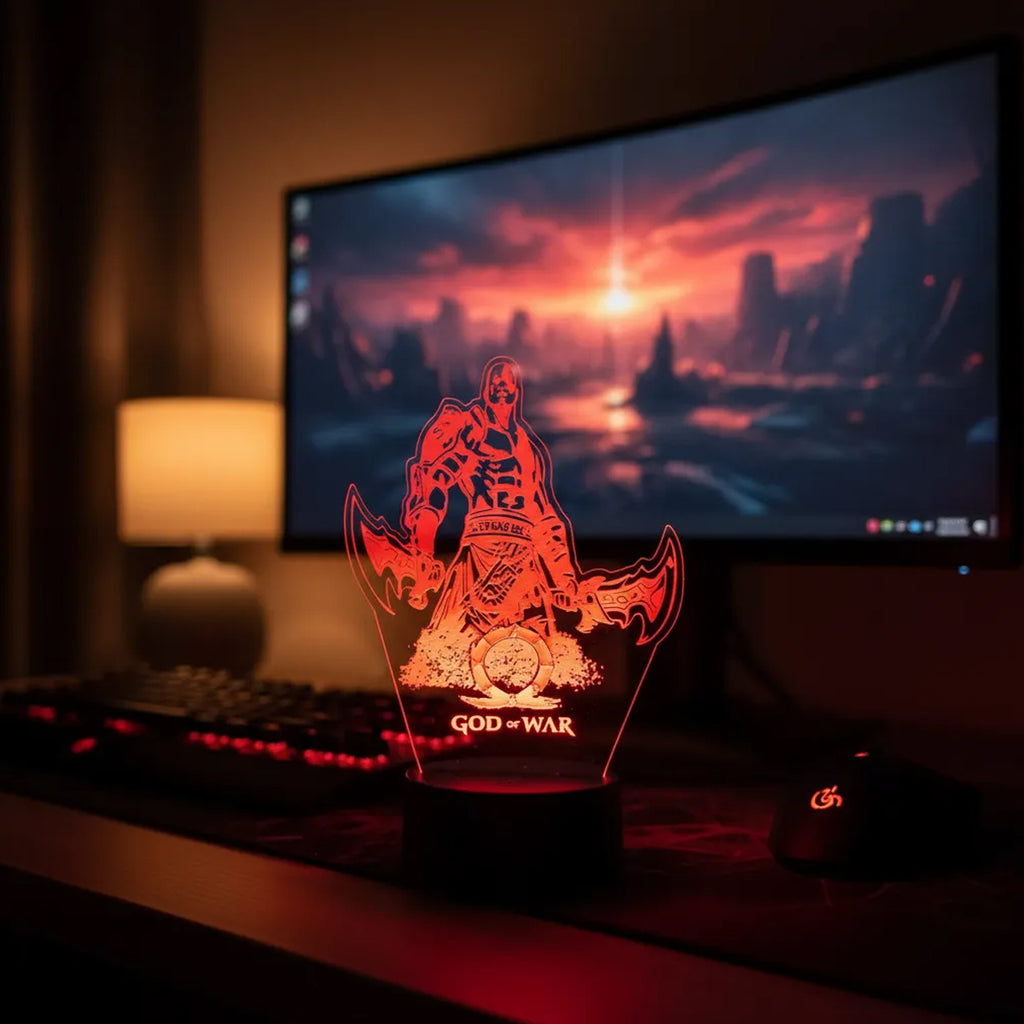 Velador Ilusion 3D A control remoto Kratos God of War USB / PILAS