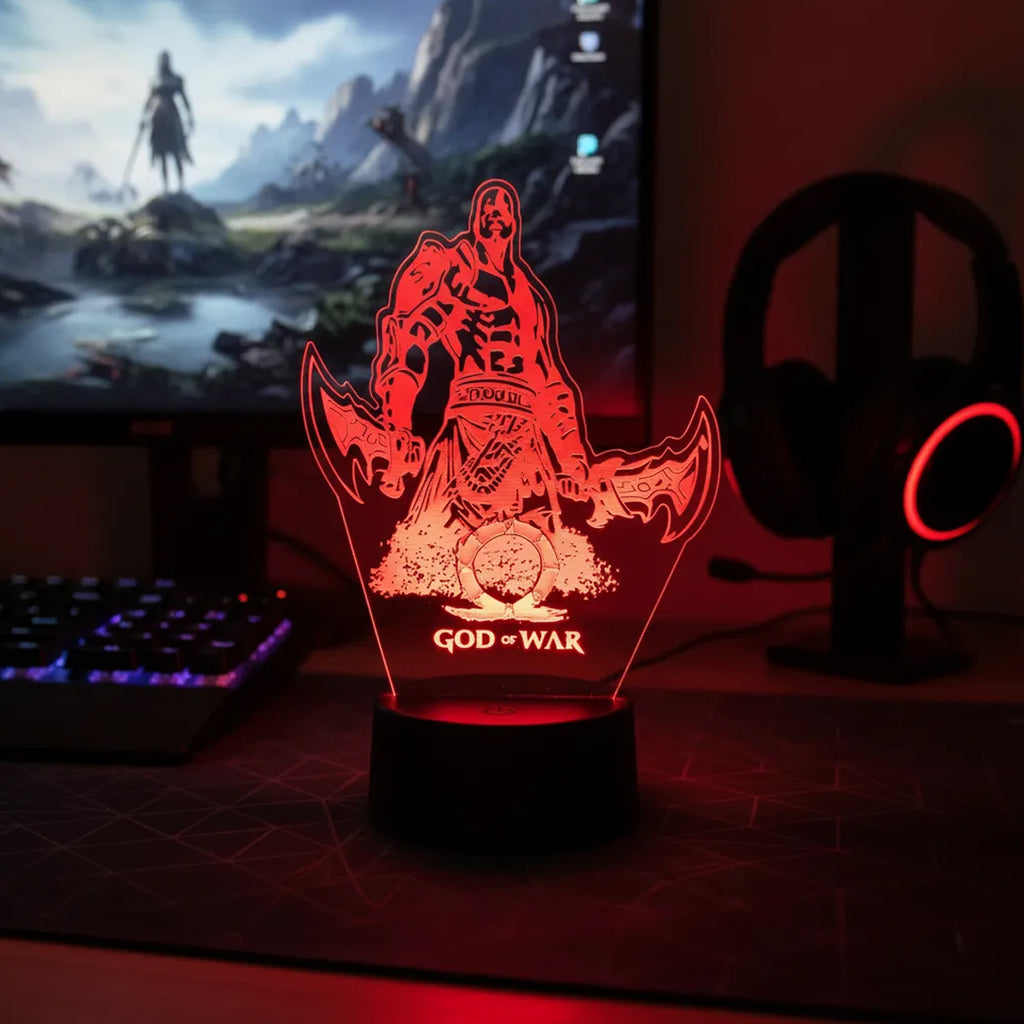 Velador Ilusion 3D A control remoto Kratos God of War USB / PILAS