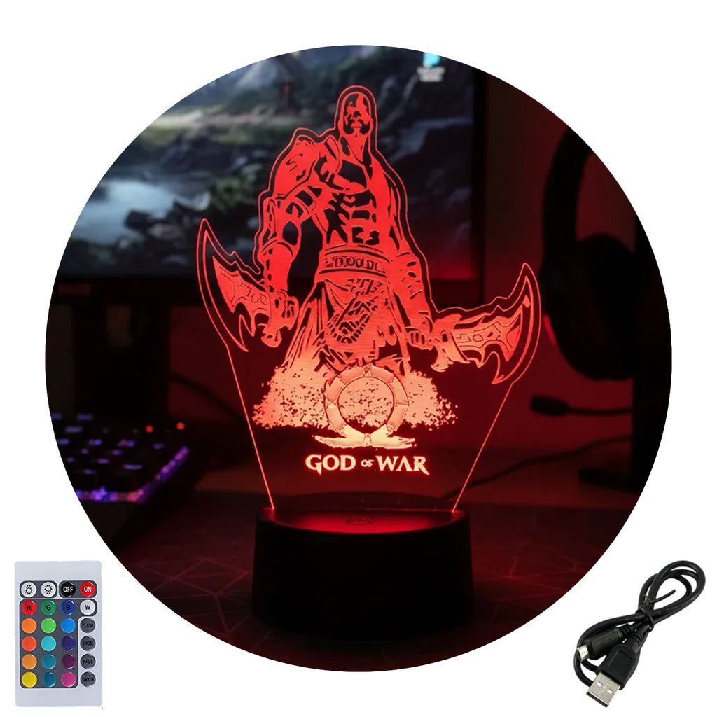 Velador Ilusion 3D A control remoto Kratos God of War USB / PILAS