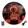 Velador Ilusion 3D A control remoto One Piece Monkey D. Luffy USB / PILAS