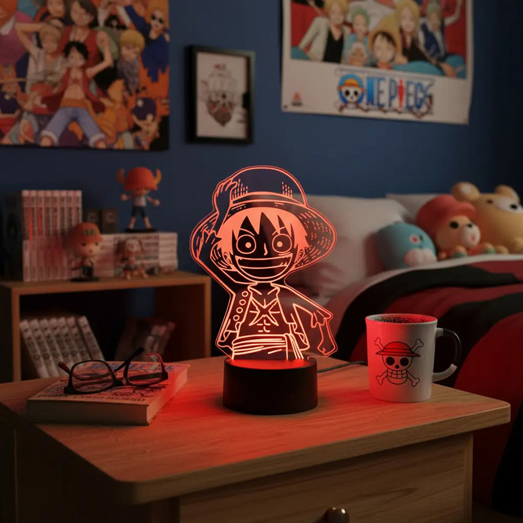 Velador Ilusion 3D A control remoto One Piece Monkey D. Luffy USB / PILAS