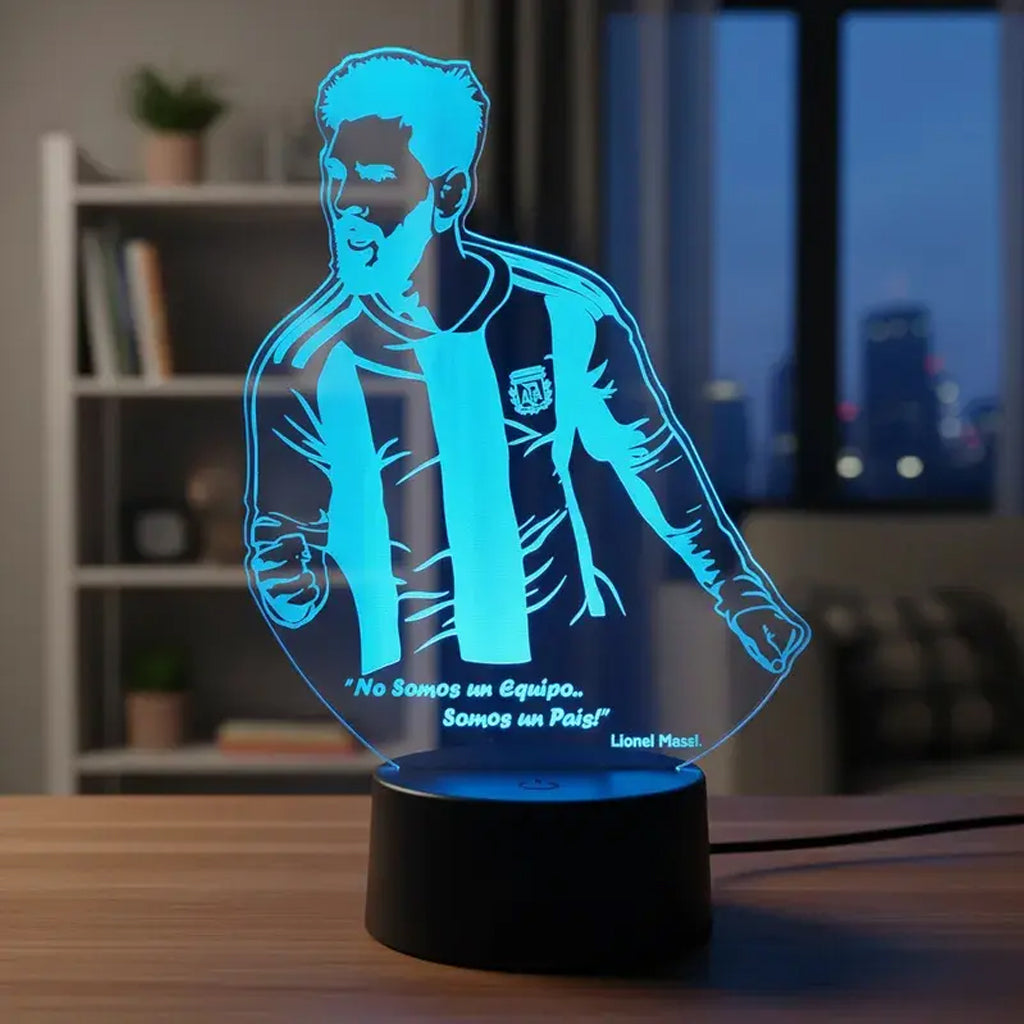 Velador Ilusion 3D A control remoto Lámpara Leo Messi USB / PILAS