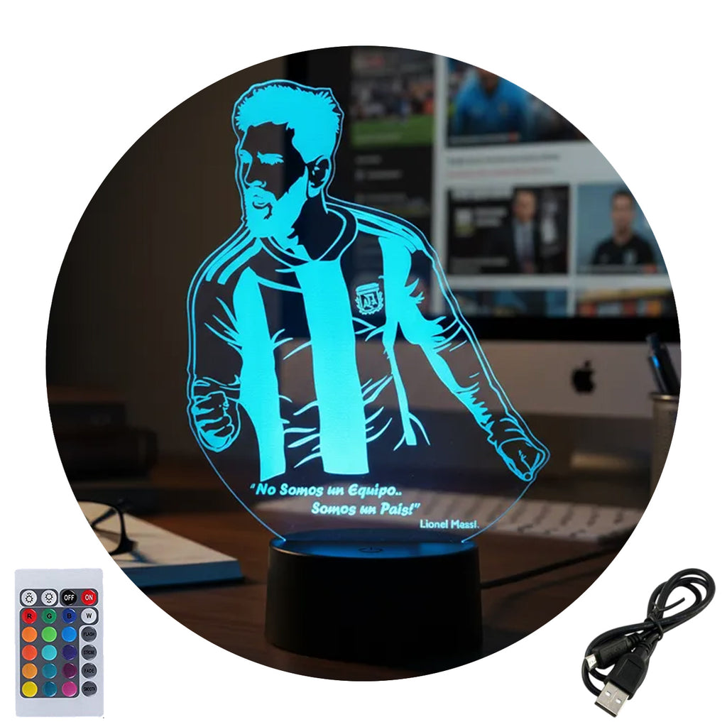 Velador Ilusion 3D A control remoto Lámpara Leo Messi USB / PILAS