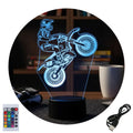 Velador Ilusion 3D A control remoto Moto Cross USB / PILAS