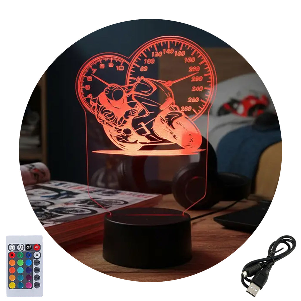 Velador Ilusion 3D A control remoto Lámpara Moto USB / PILAS