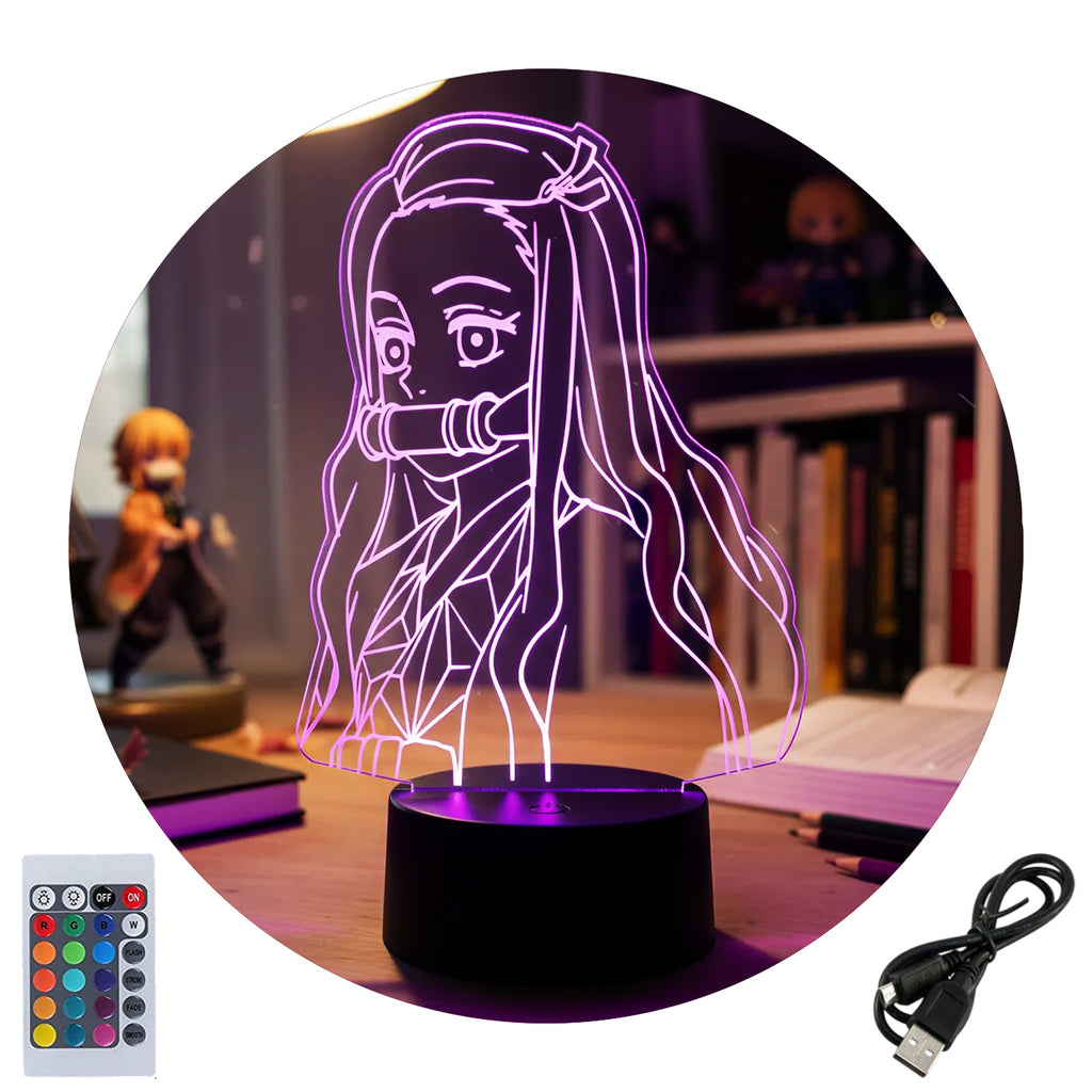 Velador Ilusion 3D A control remoto Nezuko Kamado Demon Slayer USB / PILAS