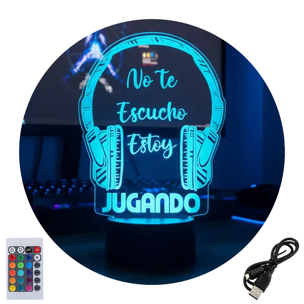 Velador Ilusion 3D A control remoto Gamer No te escucho USB / PILAS