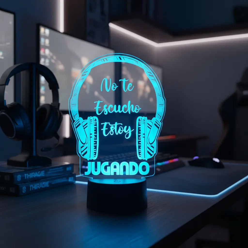Velador Ilusion 3D A control remoto Gamer No te escucho USB / PILAS