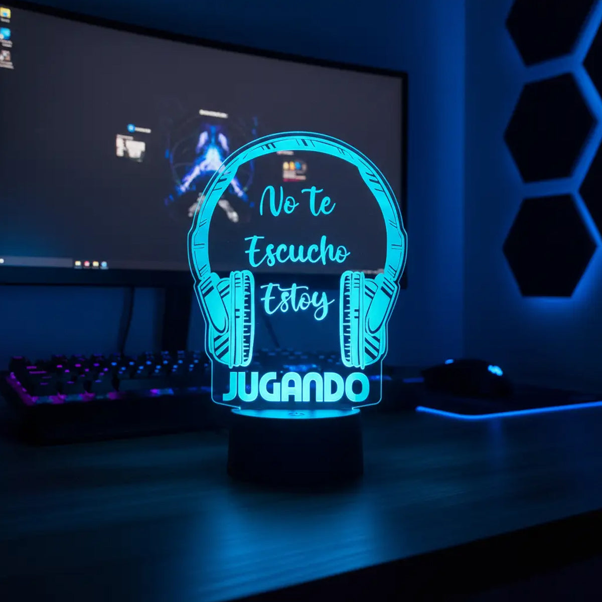 Velador Ilusion 3D A control remoto Gamer No te escucho USB / PILAS