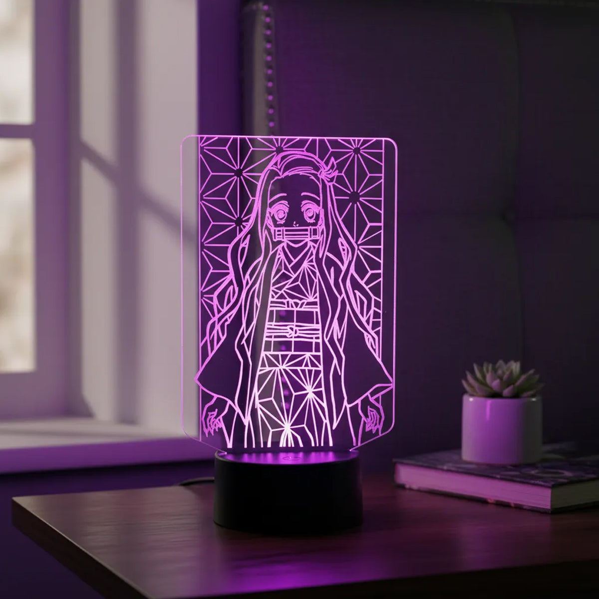Velador Ilusion 3D A control remoto Nezuko Kamado Vitral USB / PILAS