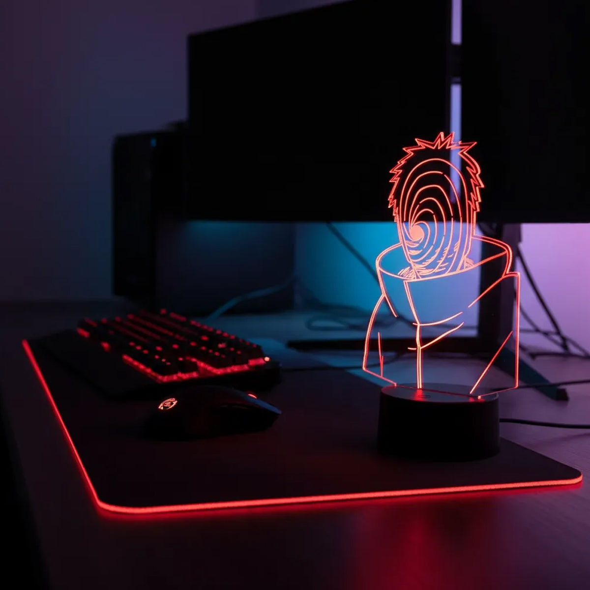Velador Ilusion 3D A control remoto Lámpara Obito Uchiha Naruto USB / PILAS