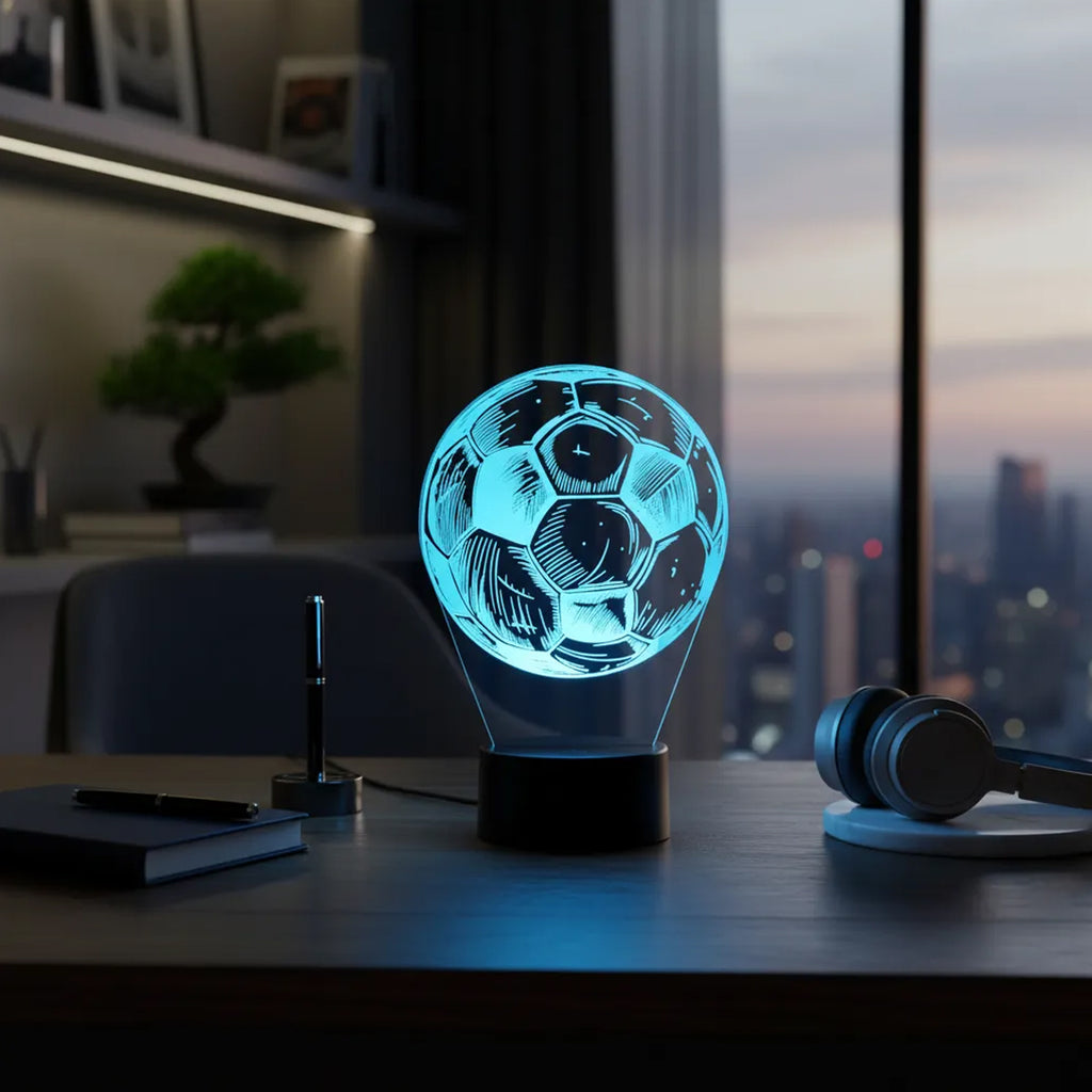 Velador Ilusion 3D A control remoto Lámpara Pelota de Fútbol USB / PILAS