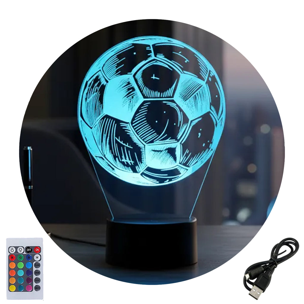 Velador Ilusion 3D A control remoto Lámpara Pelota de Fútbol USB / PILAS