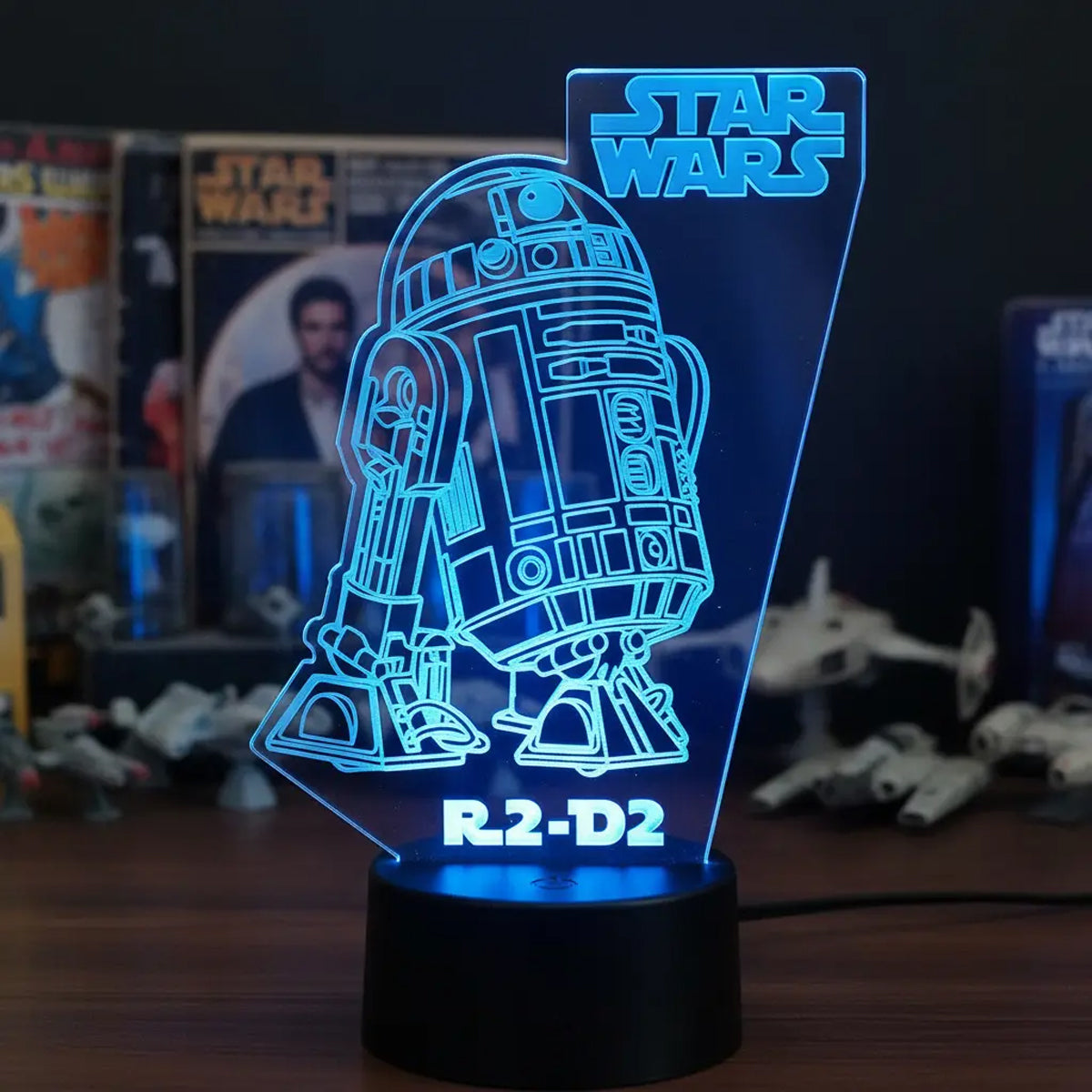 Velador Infantil Ilusion 3D A control remoto Lámpara R2-D2 Star Wars USB / PILAS