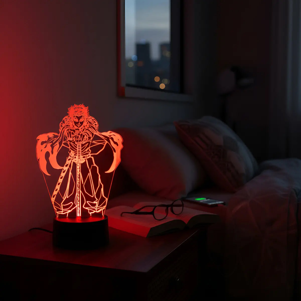Velador Ilusion 3D A control remoto Rengoku Demon Slayer USB / PILAS