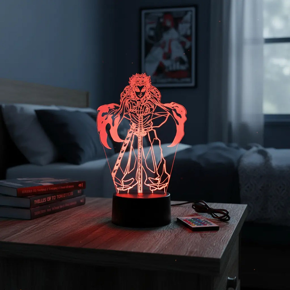 Velador Ilusion 3D A control remoto Rengoku Demon Slayer USB / PILAS