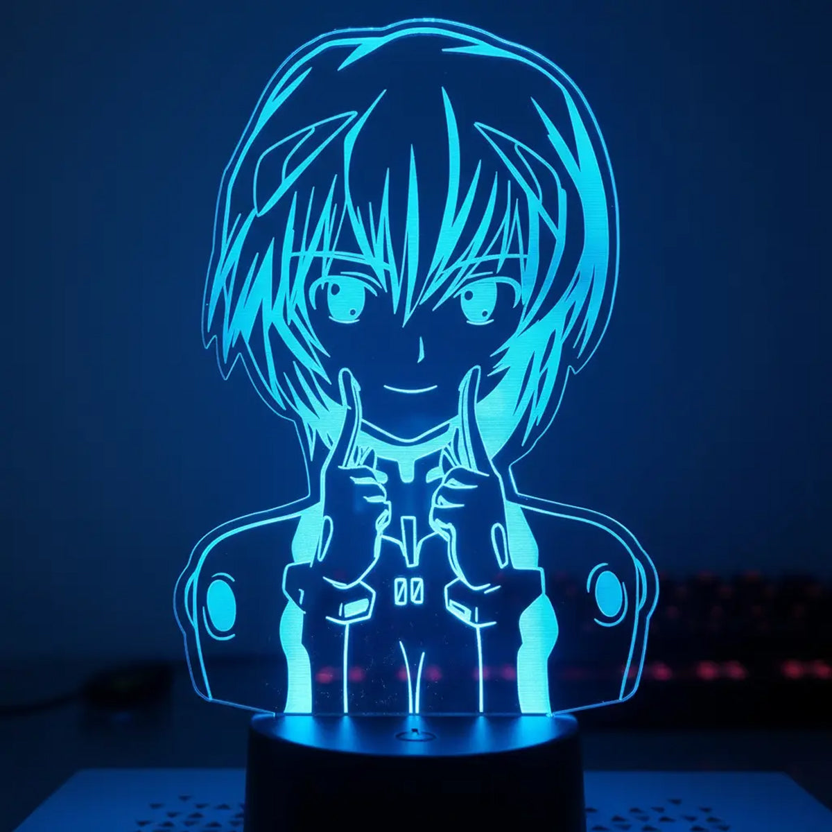 Velador Ilusion 3D A control remoto Rei Ayanami Evangelion USB / PILAS