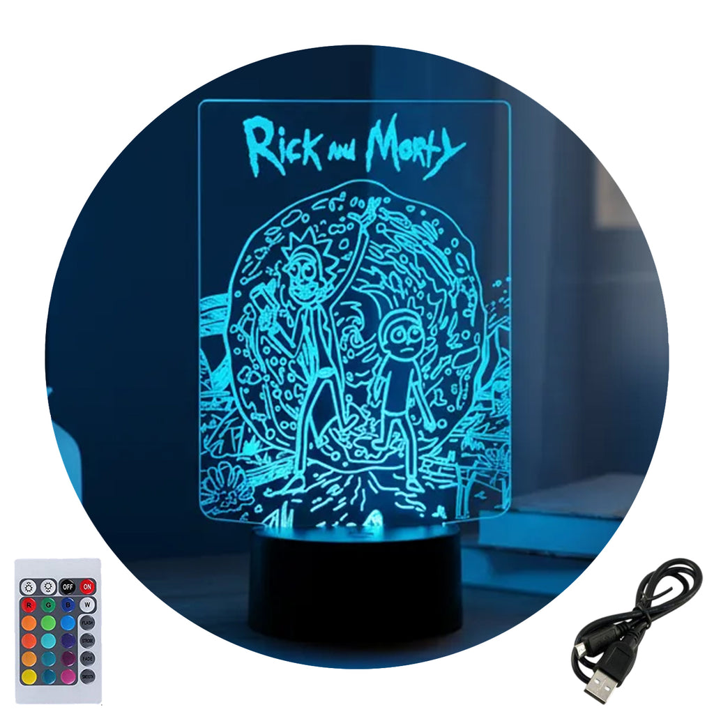 Velador Ilusion 3D A control remoto Rick and Morty USB / PILAS
