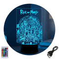 Velador Ilusion 3D A control remoto Rick and Morty USB / PILAS