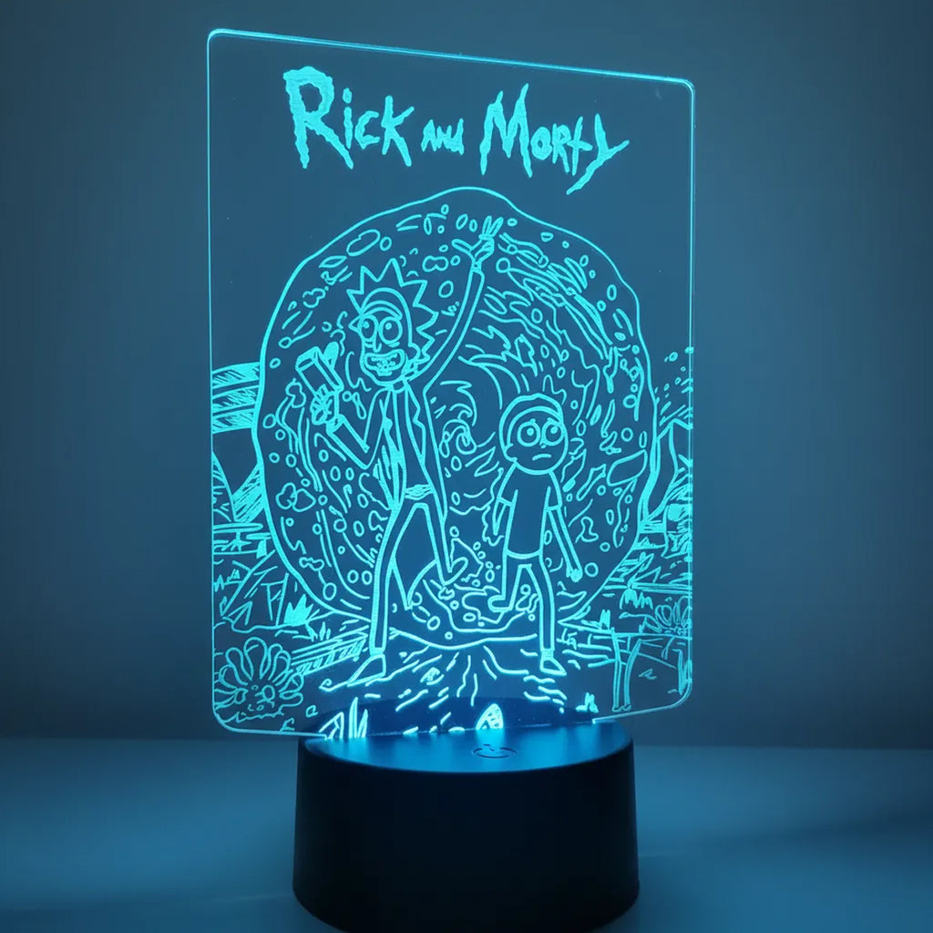 Velador Ilusion 3D A control remoto Rick and Morty USB / PILAS