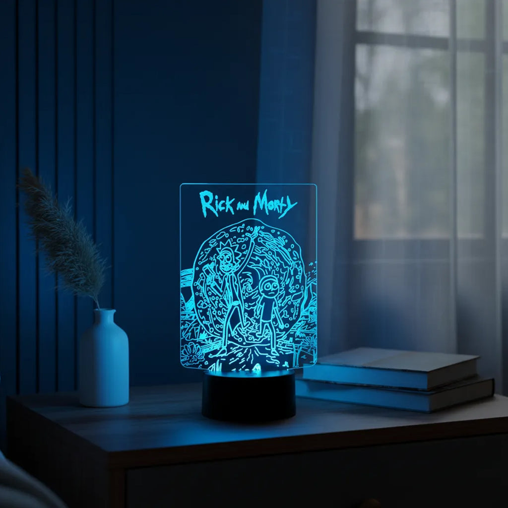 Velador Ilusion 3D A control remoto Rick and Morty USB / PILAS