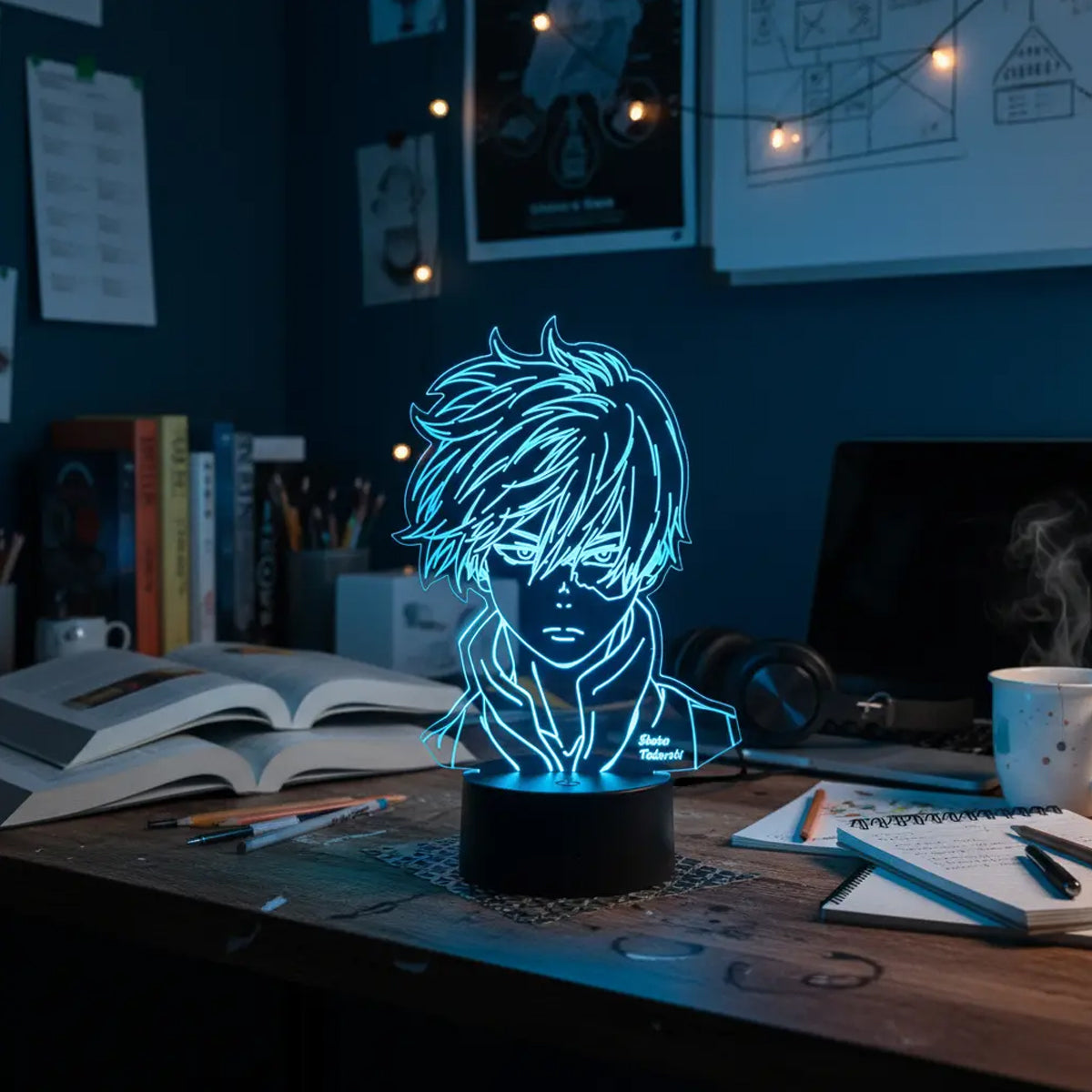 Velador Ilusion 3D A control remoto Shoto My Hero Academia USB / PILAS