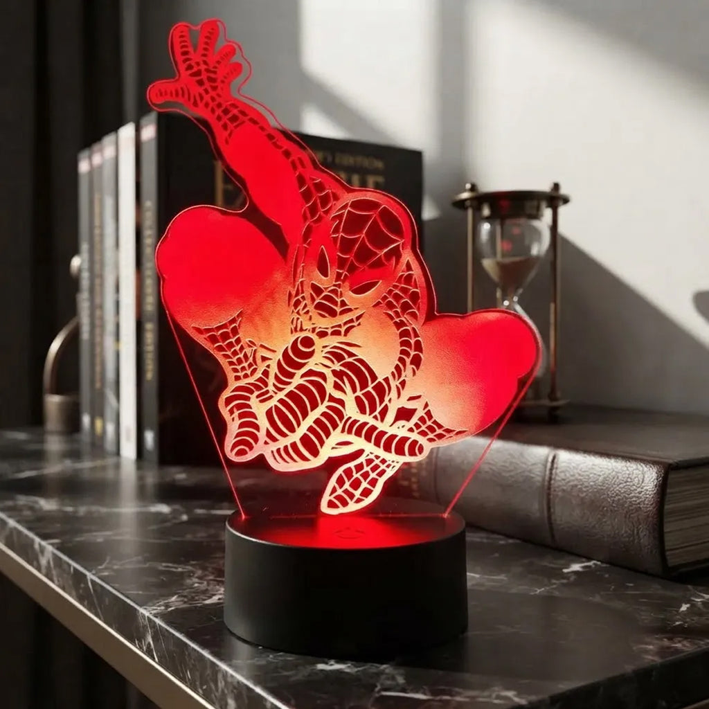 Velador Ilusion 3D A control remoto Lámpara Spider Man USB / PILAS