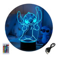 Velador Ilusion 3D A control remoto Lámpara Lilo y Stitch USB / PILAS