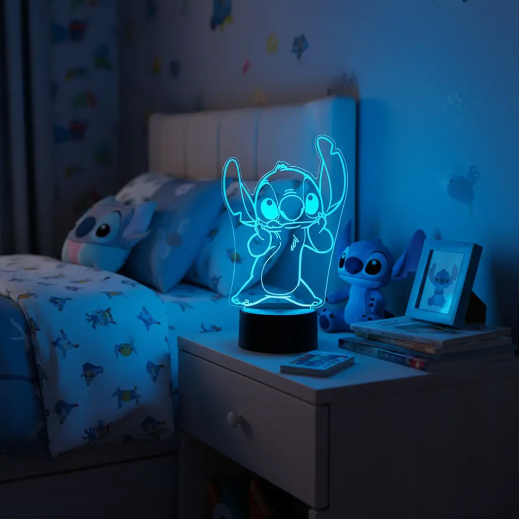 Velador Ilusion 3D A control remoto Lámpara Lilo y Stitch USB / PILAS