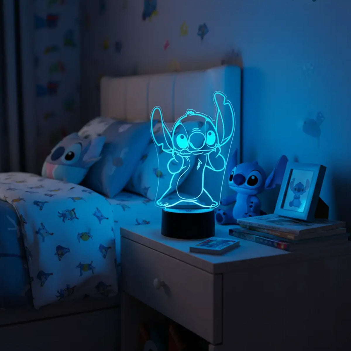 Velador Ilusion 3D A control remoto Lámpara Lilo y Stitch USB / PILAS
