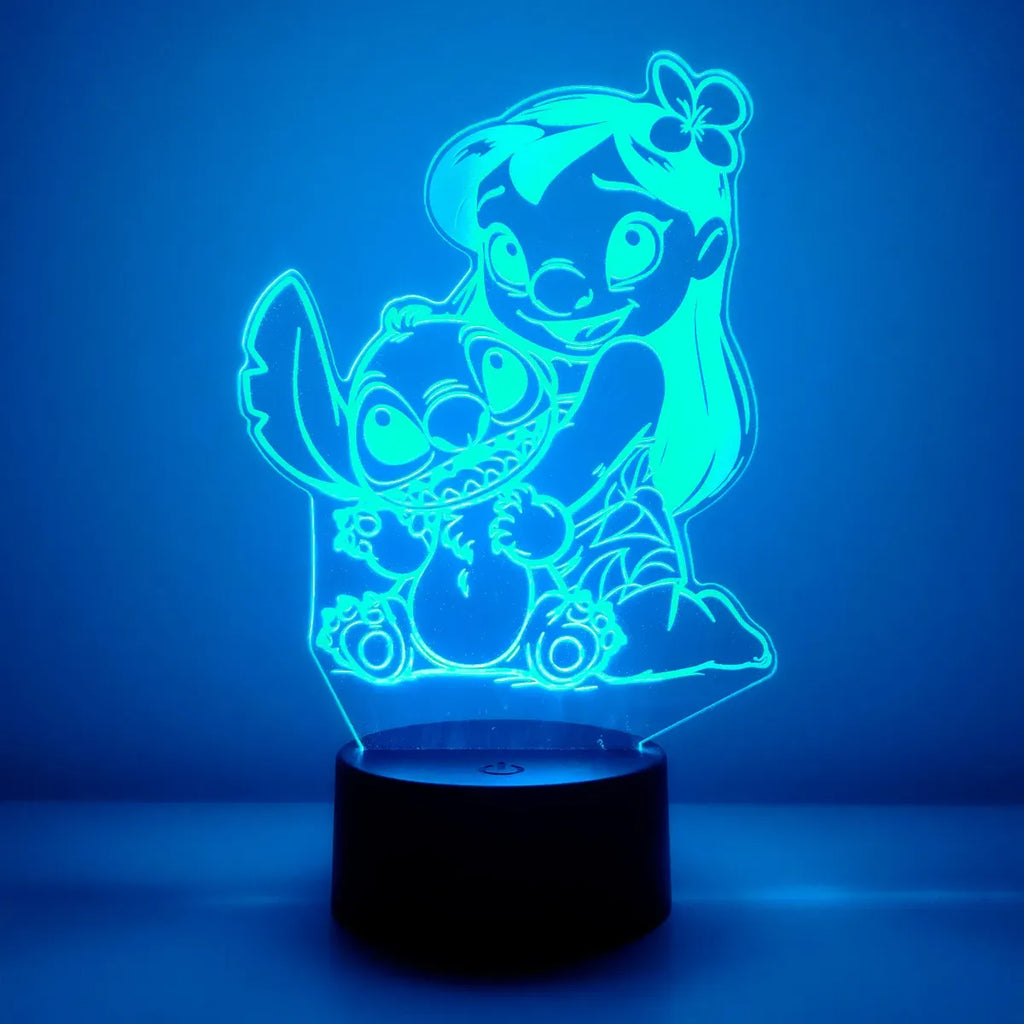 Velador Ilusion 3D A control remoto Lámpara Lilo y Stitch USB / PILAS