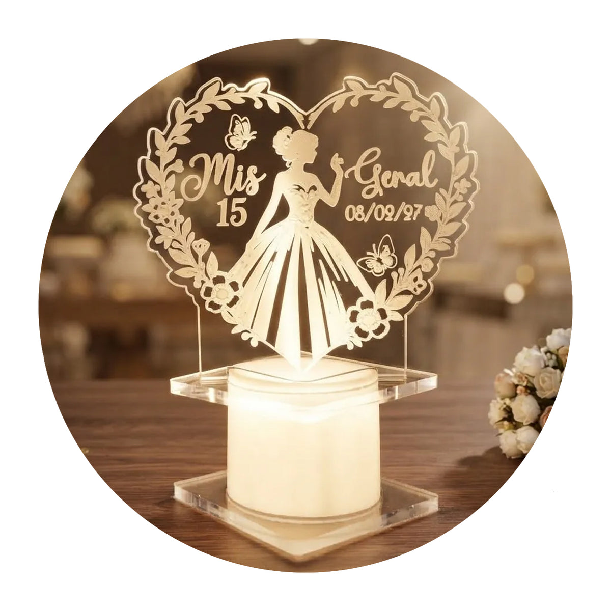 Souvenirs Led Acrílico Personalizado Fiesta 15 años x15u