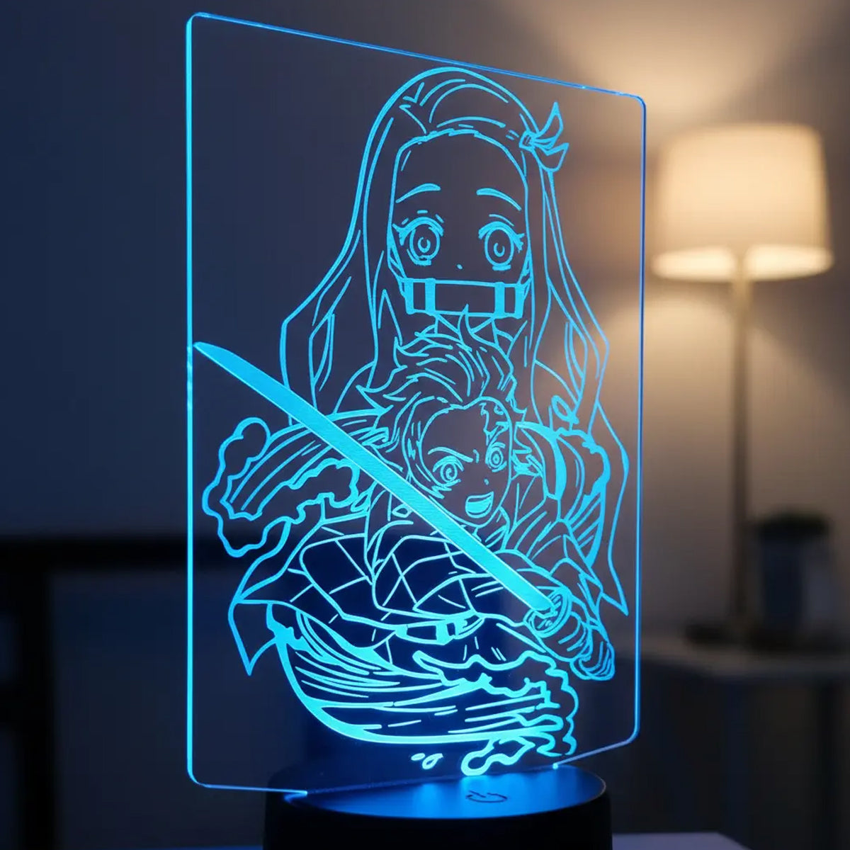 Velador Ilusion 3D A control remoto Nezuko y Tanjiro Kamado Demon Slayer USB / PILAS