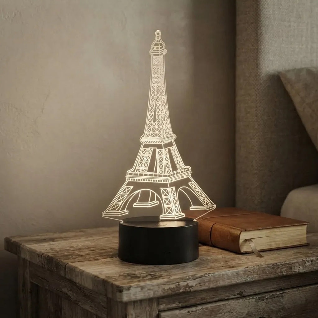 Velador Ilusion 3D A control remoto Lámpara Torre Eiffel USB / PILAS